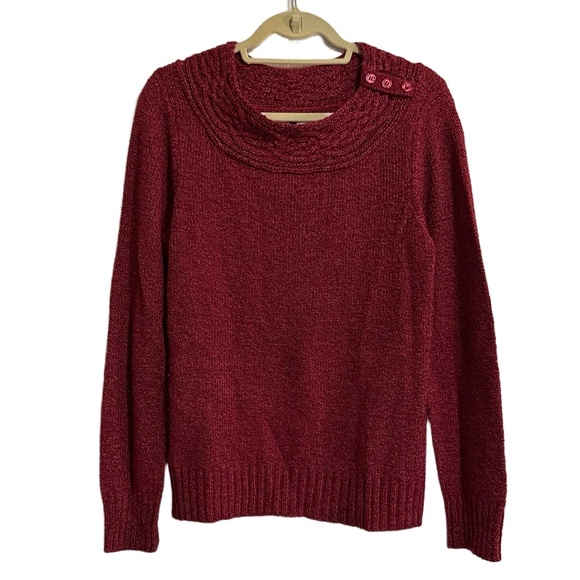 By design Sweaters - By Design Sweater Womens Medium Red Crew Neck Button Ribbed Long Sleeve Soft